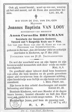 Joannes Baptista Van Looy époux de Anna Cornelia Brugmans